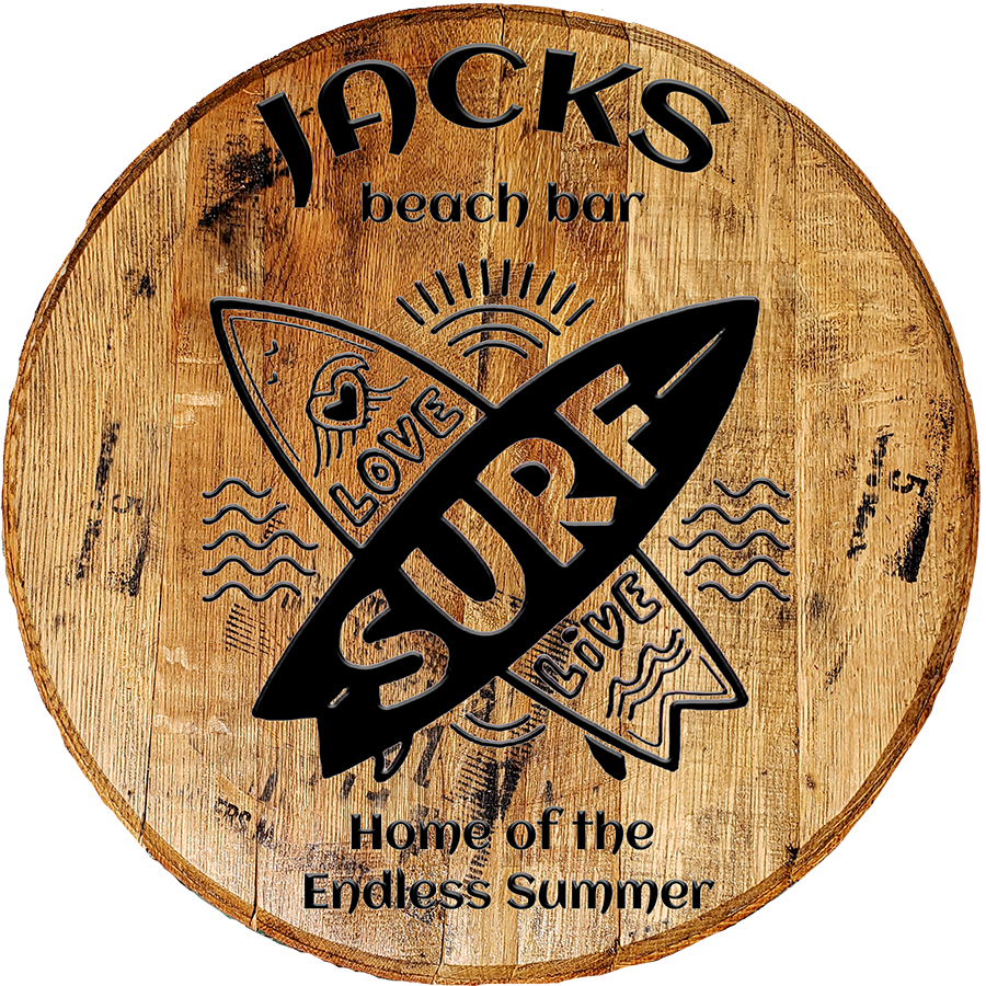 Rustic Decor Personalized Barrel Head - Custom Surf Boards - Whiskey Head Bar Sign - Craft Bar Signs