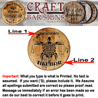 Rustic Decor Personalized Whiskey Barrel Head - Custom Tribal Sea Turtle Bar Sign - Craft Bar Signs