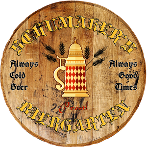 Rustic Decor Personalized Whiskey Barrel Head - Custom German Family Name Biergarten - Stein - Craft Bar Signs
