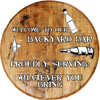 Craft Bar Signs | Backyard Bar BYOB Personalized Man Cave Bar Sign - Brown