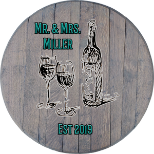 Craft Bar Signs | Mr & Mrs Wine Bottle Personalized Rustic Wall Decor - Gray, Color