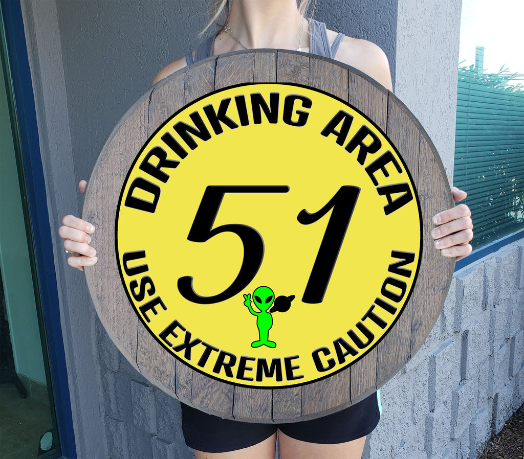Craft Bar Signs | Drinking Area 51 Alien Man Cave Bar Sign - Gray