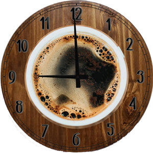 Morning Coffee Time - Wood Wall Clock 18"