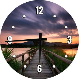 Lakehouse Sunset Wall Clock 18"