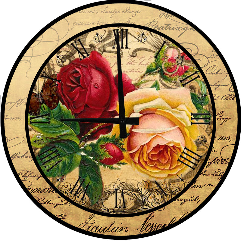 Vintage Roses Wall Clock - 18"