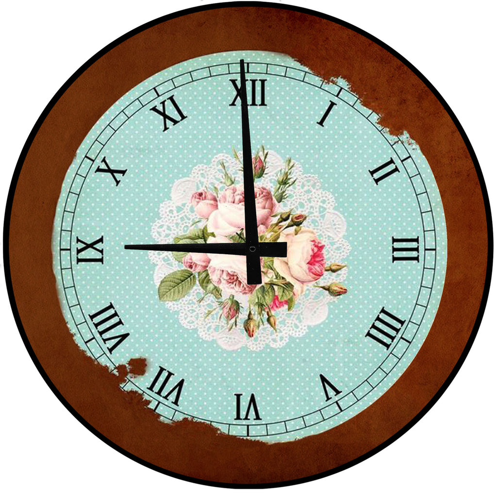 Vintage Style Floral Wall Clock - 18"