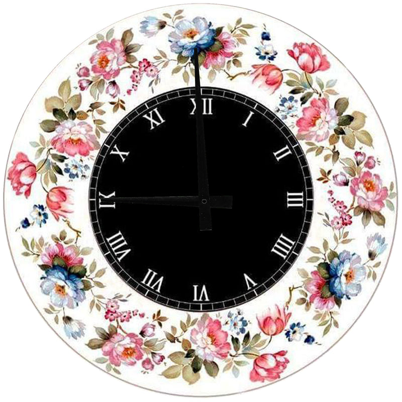 Contemporary Classic Floral Wall Clock - 18"
