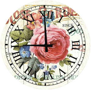 Pink & Blue Floral Vintage Wall Clock - 18"