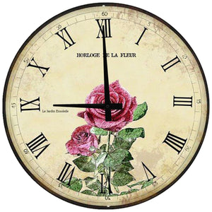 French Flower - Roses Wall Clock - 18"