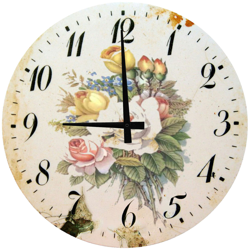 Classic White Floral Wall Clock - 18"