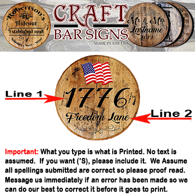 Rustic Home Decor Personalized Barrel Head - Custom Address Sign - Patriotic Whiskey Head Home Decor - Craft Bar Signs