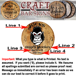 Craft Bar Signs | Angry Gorilla Tavern Personalized Man Cave Bar Sign - Personalization Guide