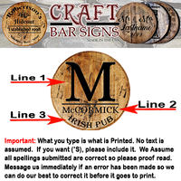 Rustic Decor Personalized Barrel Head - Custom Monogram and Name Pub Sign - Whiskey Head Bar Sign - Craft Bar Signs