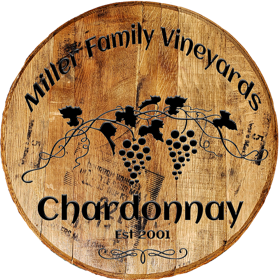 Rustic Decor Personalized Whiskey Barrel Head - Custom Family Vineyards and Grape Vines Winery Sign - Craft Bar Signs