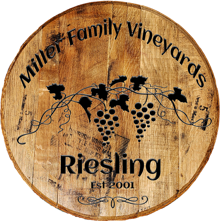 Rustic Decor Personalized Whiskey Barrel Head - Custom Family Vineyards and Grape Vines Winery Sign 2 - Craft Bar Signs