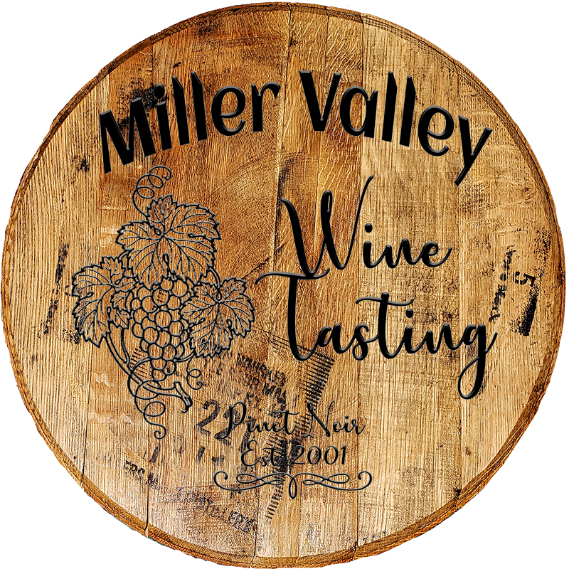 Rustic Decor Personalized Whiskey Barrel Head - Custom Family Valley Wine Tasting Grapes - Craft Bar Signs