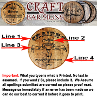 Rustic Decor Personalized Whiskey Barrel Head - Custom Fancy Cocktail Lounge Bar Sign - Craft Bar Signs
