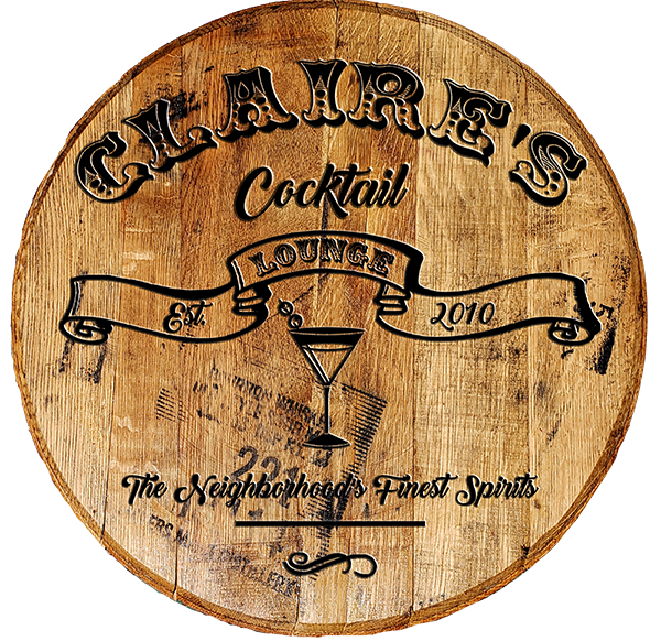 Rustic Decor Personalized Whiskey Barrel Head - Custom Fancy Cocktail Lounge Bar Sign - Craft Bar Signs
