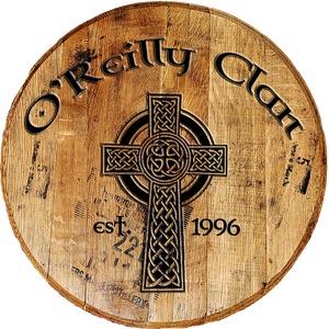 Rustic Decor Personalized Whiskey Barrel Head - Custom Irish Family Clan Name Bar Sign - Craft Bar Signs