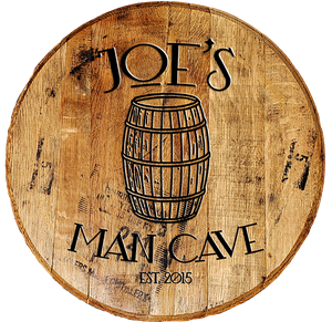 Rustic Decor Personalized Whiskey Barrel Head - Custom Man Cave Sign with Whiskey Barrel - Craft Bar Signs