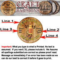 Rustic Decor Personalized Whiskey Barrel Head - Custom German Family Name Biergarten - Stein - Craft Bar Signs