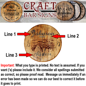 Winery Wedding Date - Custom Barrel Head Bar Sign - Craft Bar Signs