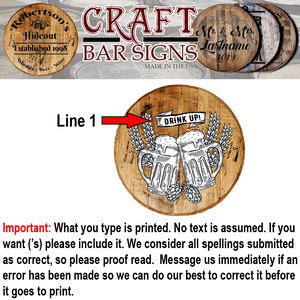 Craft Bar Signs | Beer Mug Cheers Personalized Bar Sign - Personalization Guide