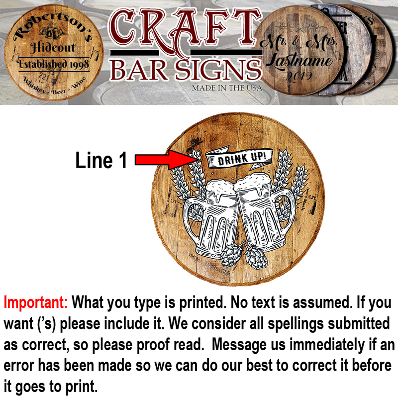 Craft Bar Signs | Beer Mug Cheers Personalized Bar Sign - Personalization Guide