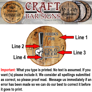 Craft Bar Signs | Beer on Tap Handle Personalized Bar Sign - Personalization Guide
