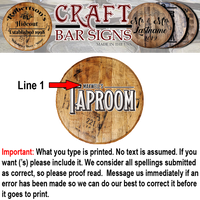Taproom Custom Modern - Personalized Barrel Head Bar Sign - Craft Bar Signs