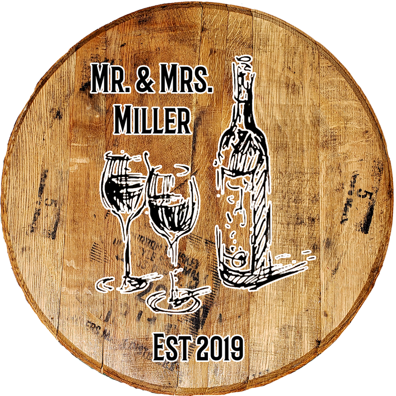 Craft Bar Signs | Mr & Mrs Wine Bottle Personalized Rustic Wall Decor - Brown, Black and White