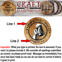 Craft Bar Signs | Frosty Mug Beer Stein Personalized Bar Sign - Personalization Guide