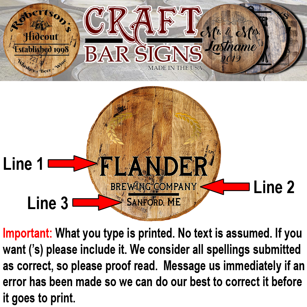 Craft Bar Signs | Golden Wheat Brewing Company Personalized Bar Sign - Personalization Guide