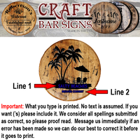 Craft Bar Signs | Island Beach Palms Personalized Tropical Bar Sign - Personalization Guide