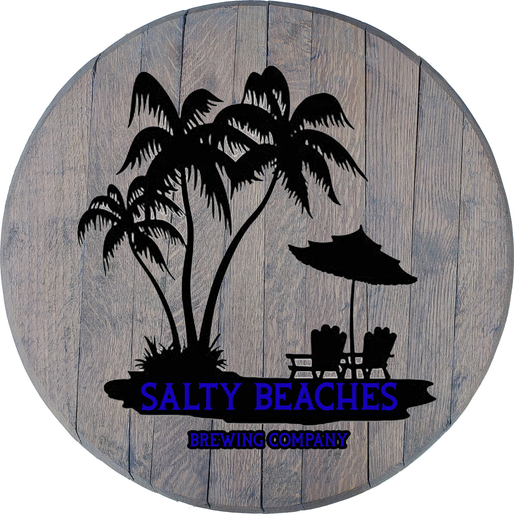 Craft Bar Signs | Island Beach Palms Personalized Tropical Bar Sign - Gray Classic