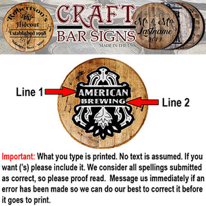 Craft Bar Signs | American Brewing Personalized Bar Sign - Classic Personalization Guide