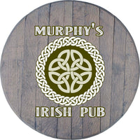 Craft Bar Signs | Irish Pub Celtic Knot Personalized Irish Bar Sign - Gray, Straight Top