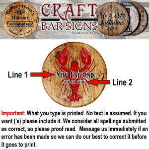 Craft Bar Signs | Lobster New England Tap & Brew Personalized Bar Sign - Personalization Guide