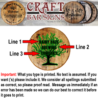 Craft Bar Signs | Oak Tree Home Brewing Company Personalized Bar Sign - Personalization Guide