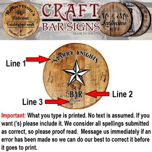 Craft Bar Signs | Nautical Star Personalized Nautical Bar Sign - Personalization Guide