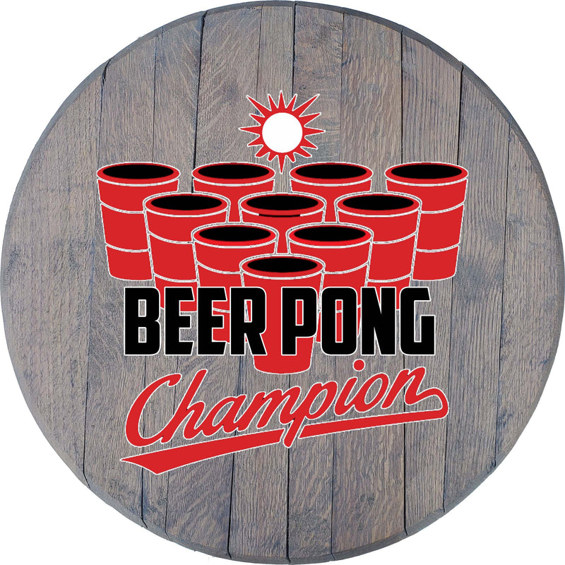 Retro Beer Pong Champion Retro - Custom Barrel Head Bar Sign - Craft Bar Signs