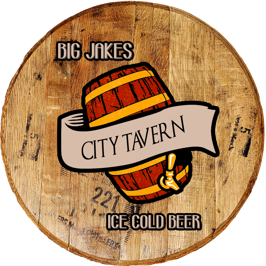 Craft Bar Signs | Barrel Ice Cold Beer Personalized Man Cave Bar Sign - Natural