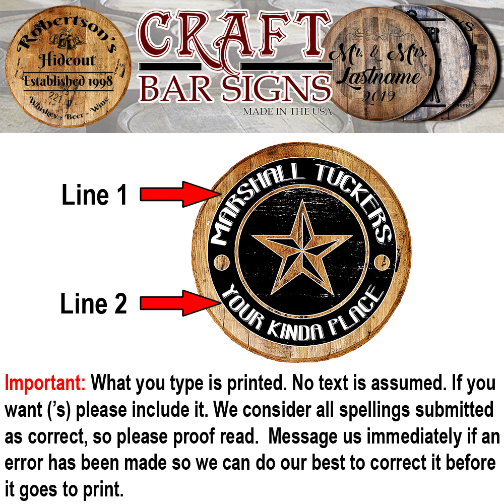 Retro Vintage Star - Custom Barrel Head Bar Sign - Craft Bar Signs