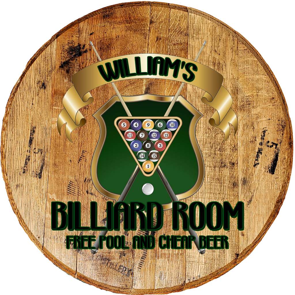 Craft Bar Signs | Billiard Room Pool & Beer Personalized Man Cave Bar Sign - Natural