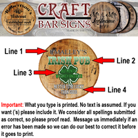 Craft Bar Signs | Irish Pub Shamrock Personalized Irish Bar Sign - Personalization Guide