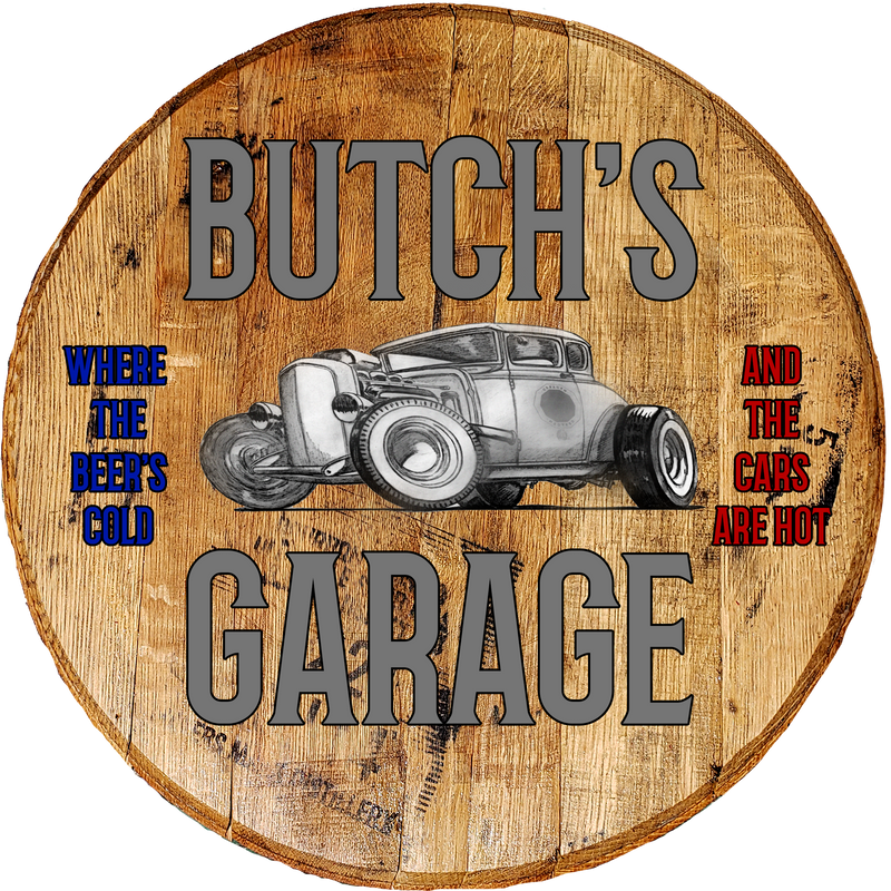 Craft Bar Signs | Hotrod Garage Personalized Man Cave Wall Decor - Brown, Gray Text