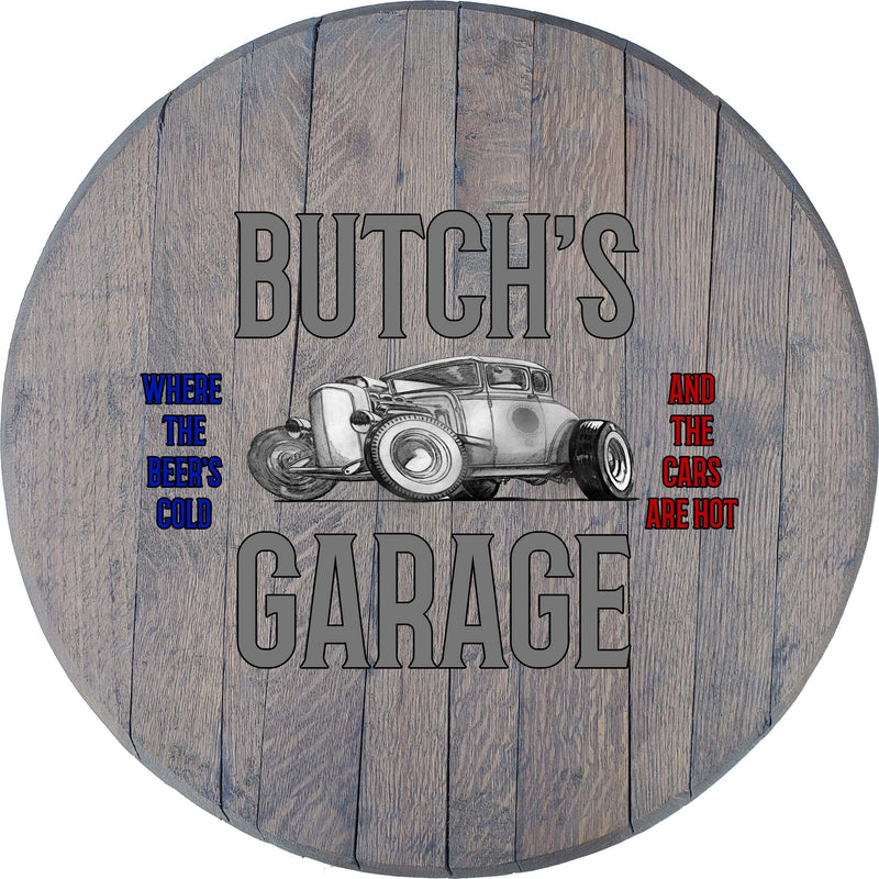 Craft Bar Signs | Hotrod Garage Personalized Man Cave Wall Decor - Gray, Gray Text