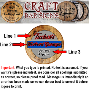 Craft Bar Signs | Mechanic Service Personalized Man Cave Wall Decor - Personalization Guide