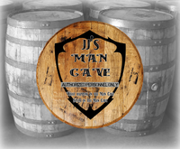 Man Cave Shield What Happens / Stays - Custom Barrel Head Bar Sign - Craft Bar Signs
