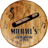 Cigar Lounge Smoking Stogies - Custom Barrel Head Bar Sign - Craft Bar Signs